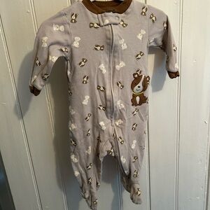Carters 3/6m brown dog zip up sleeper
